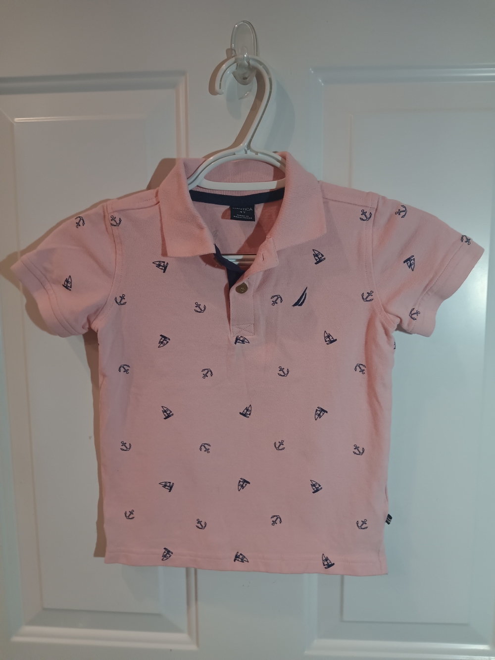 Nautica Pink Polo with Navy Nautical Prints for Kids